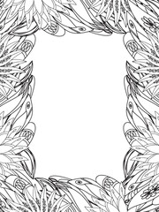 All these designs are hand-drawn and unique 
Beautiful Flowers Border black and white illustration for adult coloring book,
This is a printable Beautiful Zentangle Coloring page for KDP Interior,