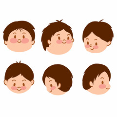 Set of children faces  in different angle. Cute children face  for design vector.