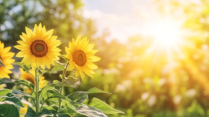 Obraz premium Sunlit Summer Sunflowers in Vibrant Field