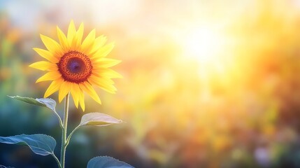 Obraz premium Sunlit Sunflower Field Summer Idyll Golden Hour Bloom