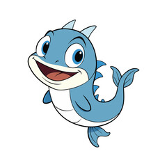 Naklejka premium A Kawaii Style Smiling Cartoon Cat Fish