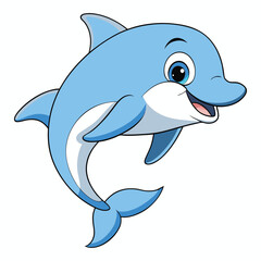 Obraz premium Cute Cartoon Dolphin Illustration
