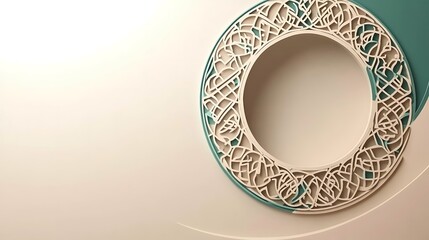 Elegant Circular Design Beige And Teal Intricate Frame