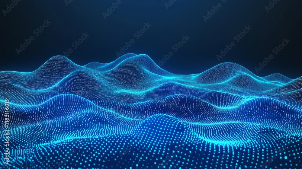 Aufkleber abstract blue low poly background with glowing lines and dots for digital technology design