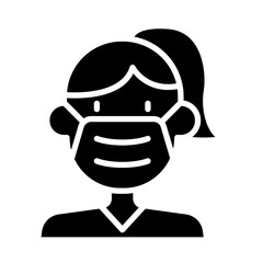 Sick woman, Fever, Patient, ill Icon in glyph style