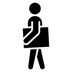 Reusable cloth bag icon in glyph style