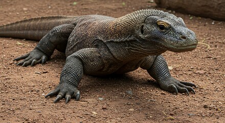 Komodo Dragon Reptile Wildlife Closeup Powerful Scales Skin Texture Indonesia