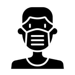 Patient wearing mask icon in glyph style