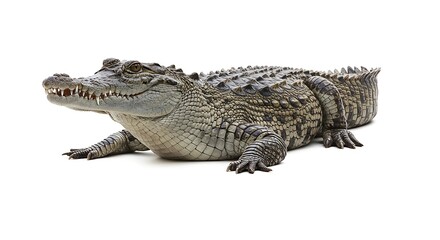 Naklejka premium Young Crocodile Reptile Wildlife Animal Isolated White Background