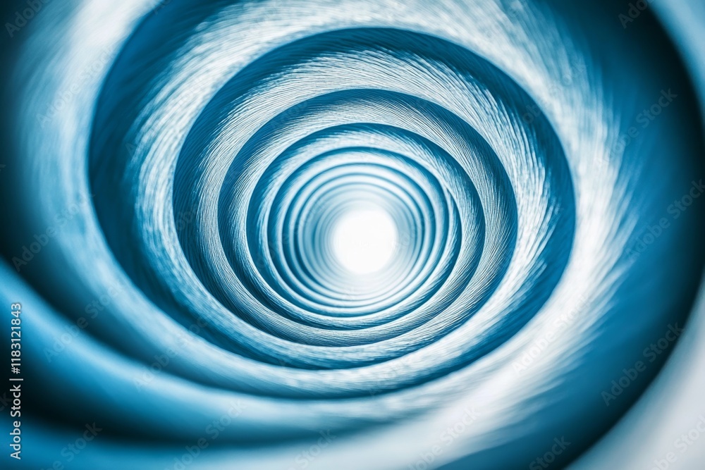 Poster calm white spiral tunnel of soft blue lines with intertwining light and shadow in minimalist style