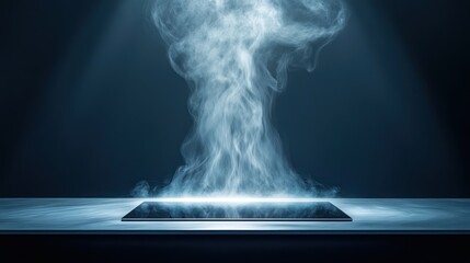 modern kitchen with a glass-ceramic cooktop underneath a contemporary electric hood exhaust