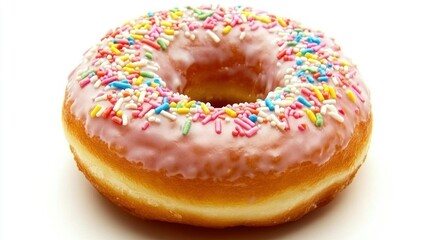 donut with milk topping and mises isolated on white background