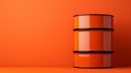 Bright Orange Metallic Barrel on a Vibrant Orange Background