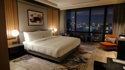 Night View Cityscape Luxury Hotel Room