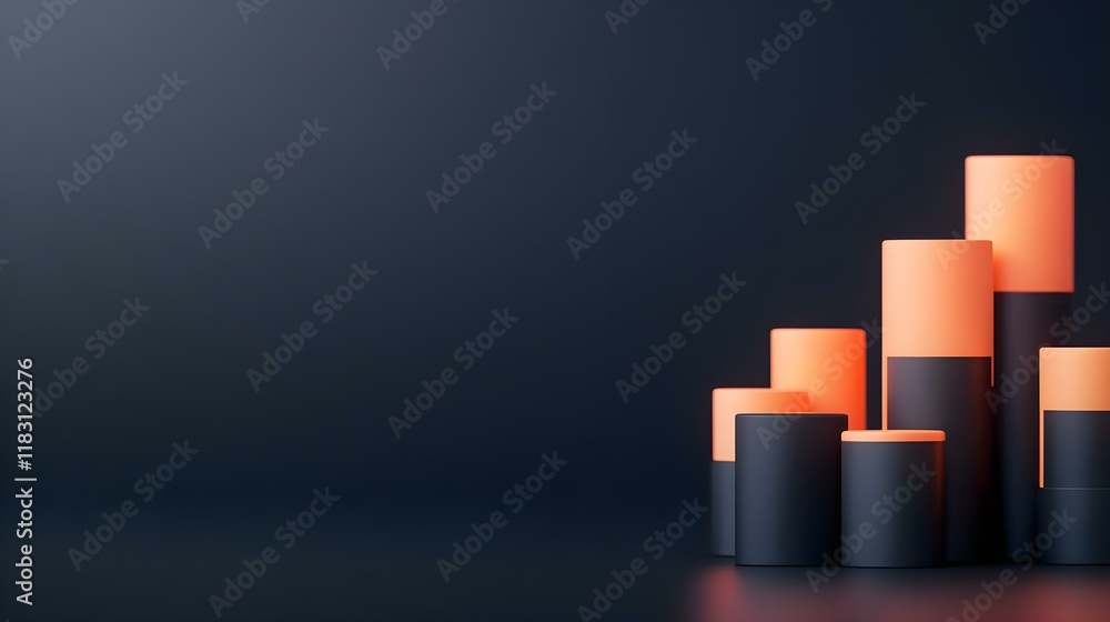 Poster modern geometric shapes in bold colors on dark background for design use