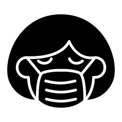 Patient wearing mask icon in glyph style