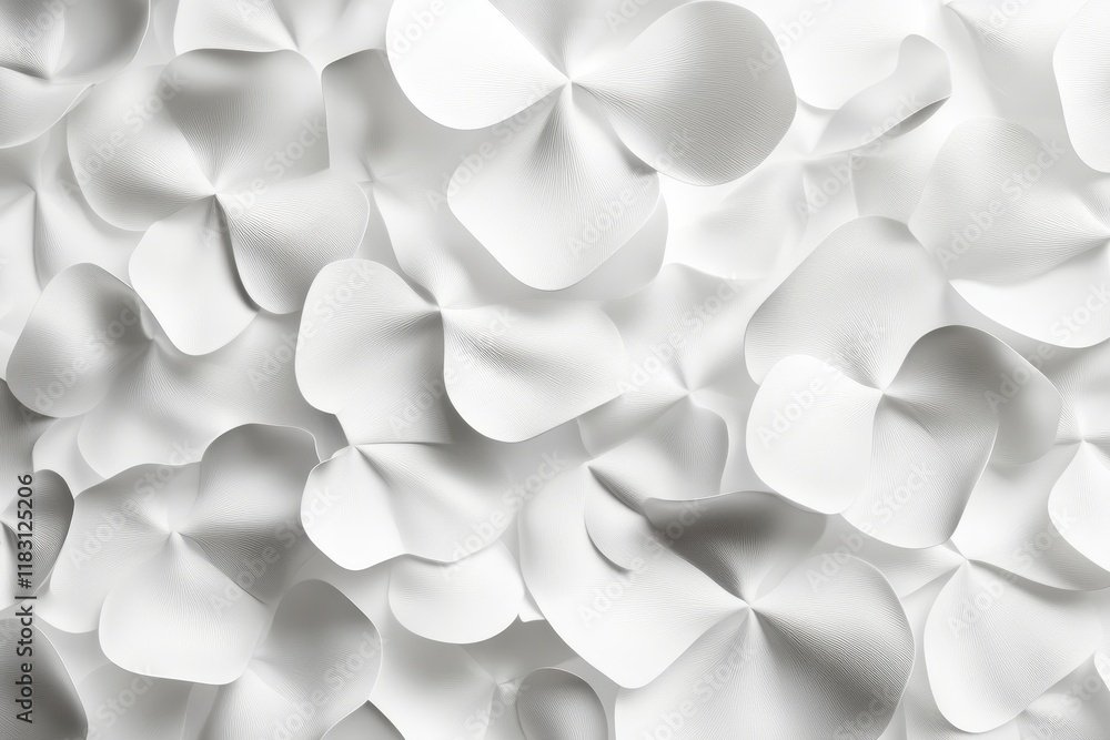 Poster abstract close up of white petals on a light background in simple 3d style with bright colors