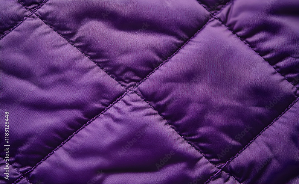 Poster close-up of purple quilted fabric with smooth and textured surface patterns