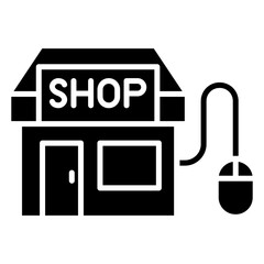Shopping online icon in glyph style