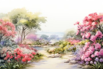 Landscape flower outdoors painting.