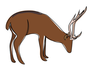 Deer in continuous line style and can be edited later