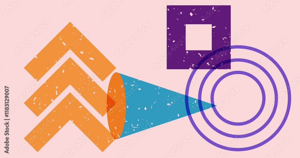 Poster risograph shapes. geometry elements abstract texture. big colorful geometric animation. object in tr