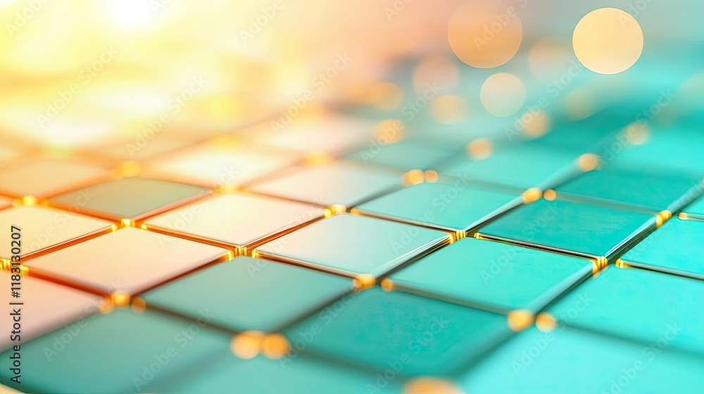 Aufkleber Matrix abstract background idea. Abstract digital background featuring colorful squares with light reflections.