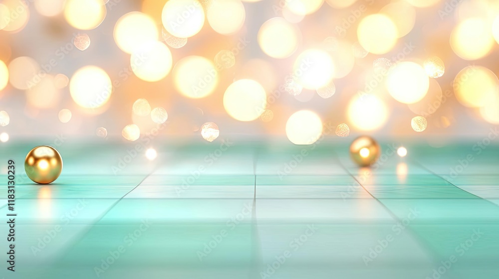 Poster Matrix abstract background idea. Abstract golden spheres on a blurred background with soft lighting effects.