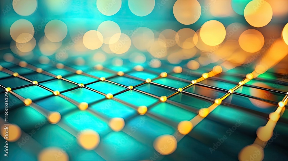 Poster Matrix abstract background idea. Vibrant abstract pattern with lights and grid design creating a modern digital feel.