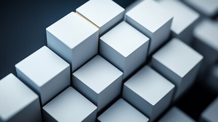 Obraz premium Clean Minimalist 3D Render: Perfectly Stacked White Cubes Mockup. AI Generated