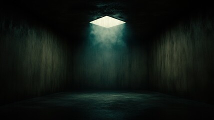 Fototapeta premium Empty Room with Light Beam and Fog for Goal Setting Concepts