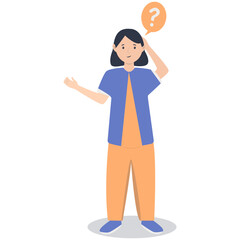 Young People Thinking and Asking Question. Flat Cartoon Vector Illustration.