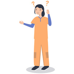 Young People Thinking and Asking Question. Flat Cartoon Vector Illustration.