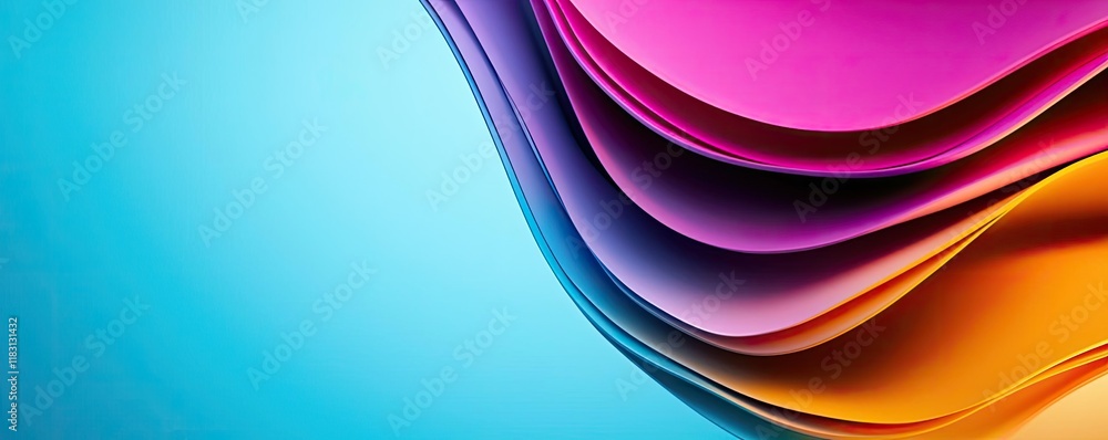 Poster Layer abstract background concept. Vibrant abstract wave design with gradient colors creating a visually striking composition.