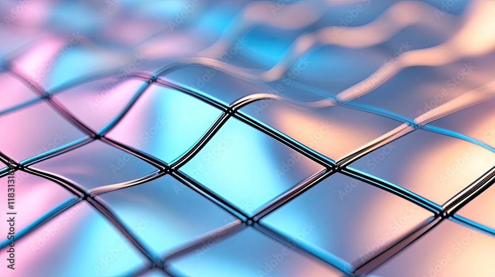 Poster Matrix abstract background idea. A close-up of a colorful abstract mesh pattern with glowing hues and intricate designs.