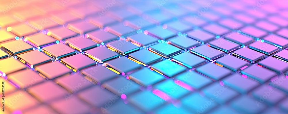 Aufkleber Matrix abstract background idea. A close-up view of a colorful grid showcasing modern digital technology.
