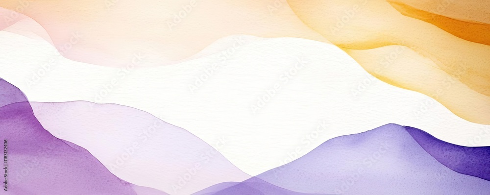 Poster Watercolor abstract background concept. Soft, abstract waves in pastel colors creating a tranquil and modern background.