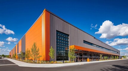 Obraz premium Sustainable Logistics Center of the Future with Reclaimed Materials and Carbon-Negative Processes