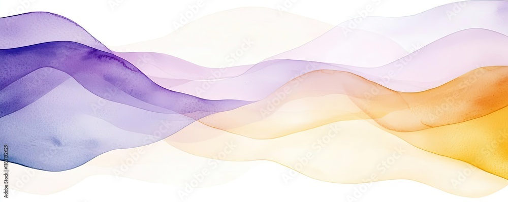 Poster Watercolor abstract background concept. Colorful abstract waves create a serene and calming visual experience.
