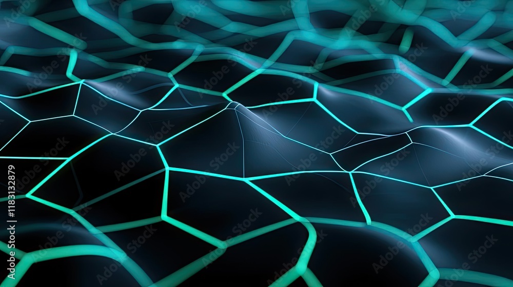 Aufkleber Matrix abstract background idea. Abstract geometric patterns in digital design with glowing hexagonal elements.