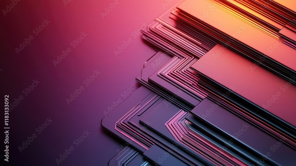 Aufkleber Layer abstract background concept. Vibrant abstract layers with dynamic lines showcasing modern technology design.