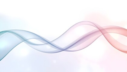 Obraz premium A flowing, abstract ribbon design with smooth, fluid curves and vibrant gradient colors transitioning from deep blue to purple, teal, and soft yellow. The ribbon has a glossy, almost metallic texture 