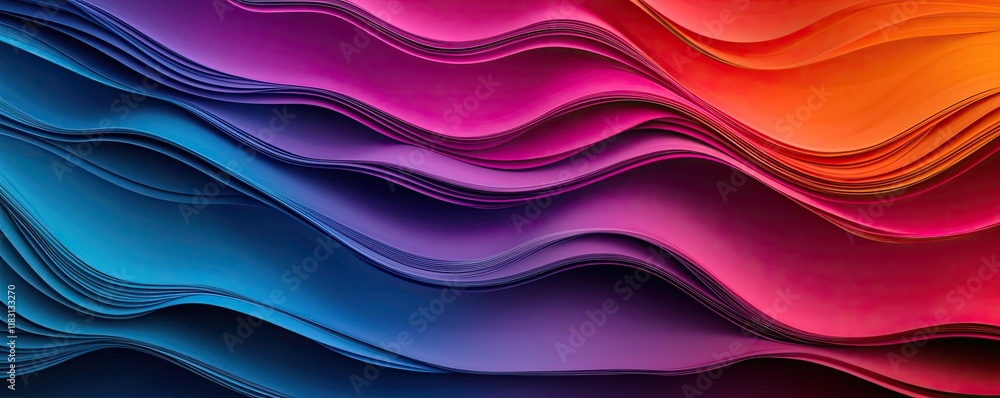 Poster Layer abstract background concept. Vibrant abstract waves showcasing a gradient of colors transitioning beautifully.