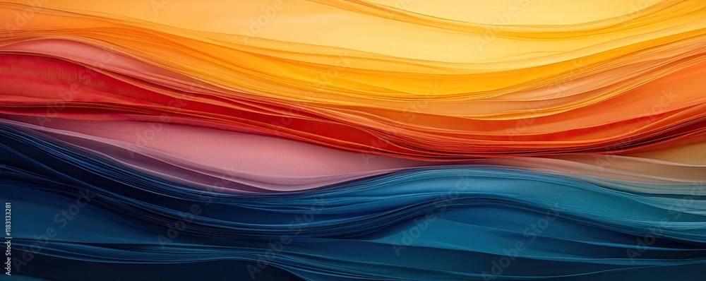 Aufkleber Layer abstract background concept. Vibrant waves of color create a stunning abstract landscape of flowing patterns.