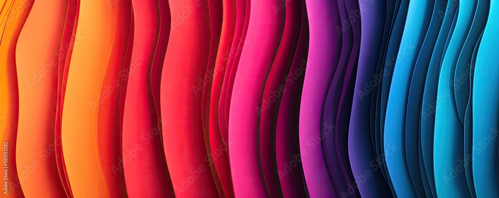 Poster Layer abstract background concept. Vibrant waves of color showcasing a dynamic blend of hues in fluid motion.