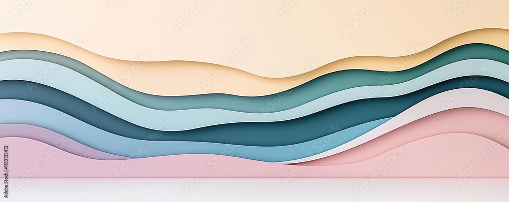 Poster Layer abstract background concept. Abstract layered waves in pastel colors for modern design and creative projects.