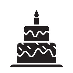 Birthday cake icon in glyph style