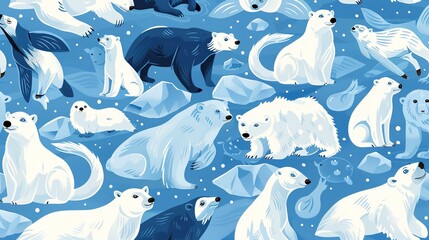 Fototapeta premium arctic animal seamless pattern wallpaper