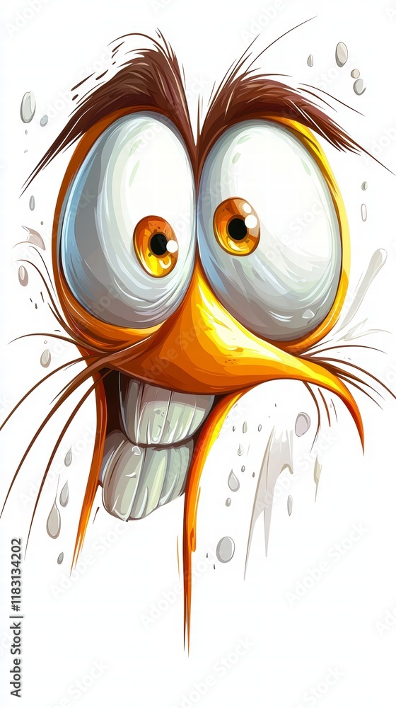 Poster animated character expressing excitement digital art creative design whimsical environment front vie