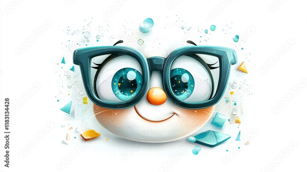 Aufkleber cheerful character creation digital art playful design colorful background front view whimsical aest